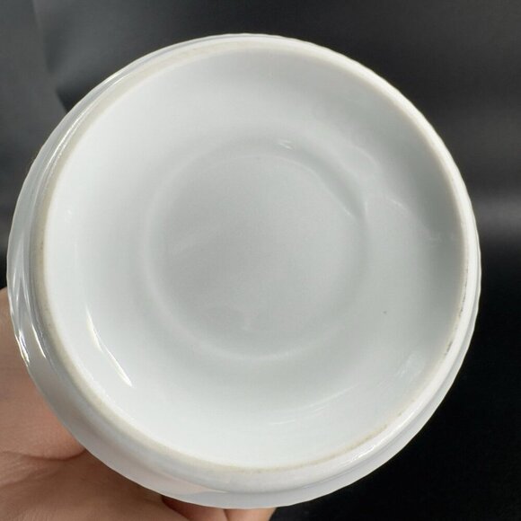 Vintage 1960s German Fine Porcelain White Ribbed Vase Vessel Minimalist Decor - Picture 5 of 9